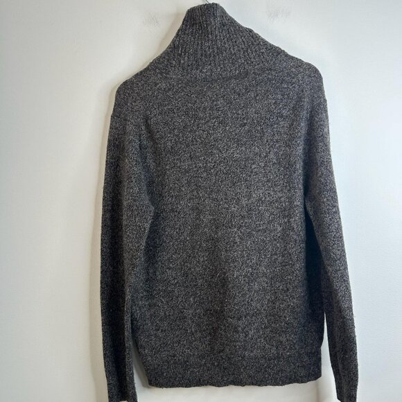J Crew Sweater Mens Sz L Gray Marled Shawl Collar Lambs Wool Blend Pullover Knit - Picture 4 of 8